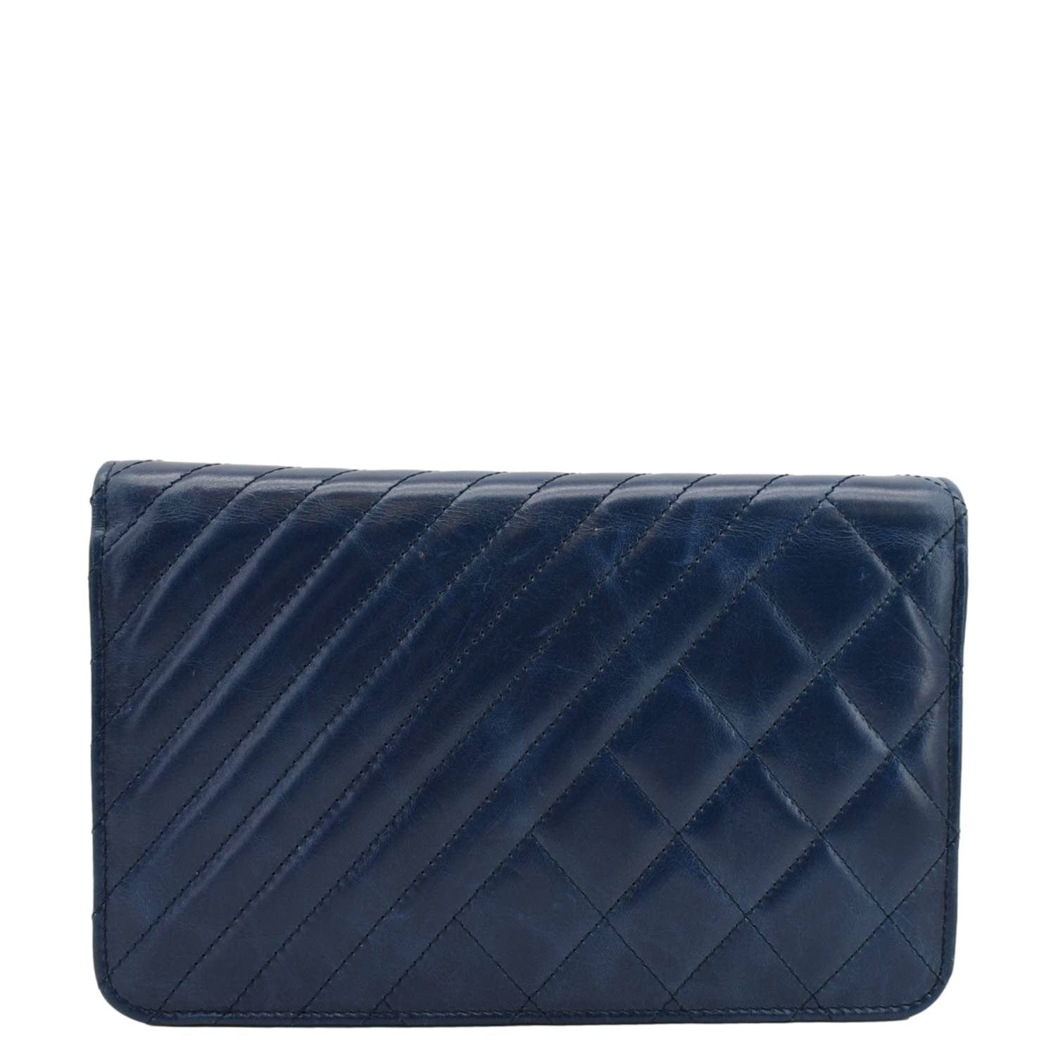 Chanel Coco Boy Quilted Calfskin Leather Wallet On Chain Crossbody Bag Navy Blue