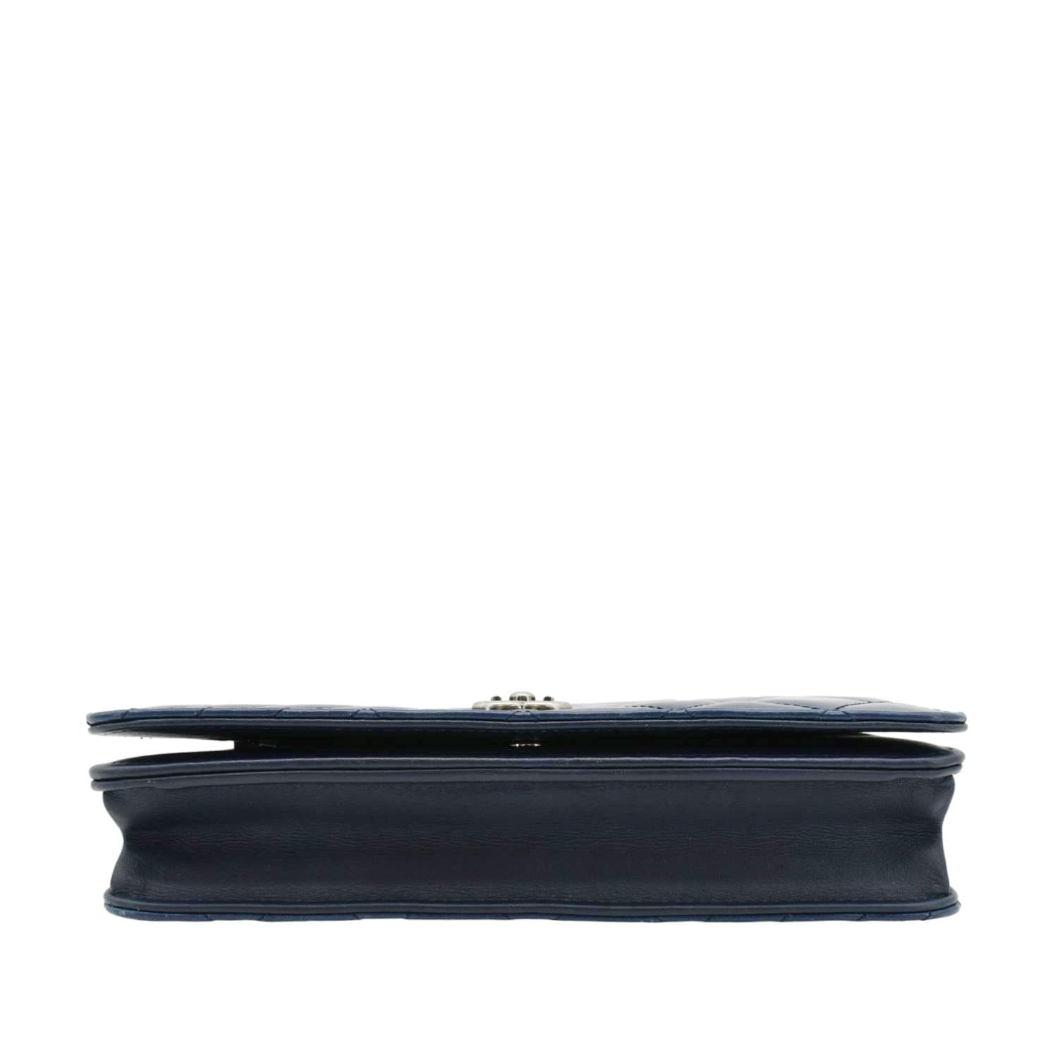 Chanel Coco Boy Quilted Calfskin Leather Wallet On Chain Crossbody Bag Navy Blue