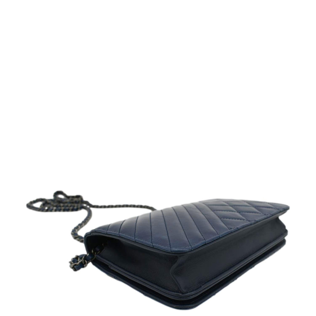 Chanel Coco Boy Quilted Calfskin Leather Wallet On Chain Crossbody Bag Navy Blue