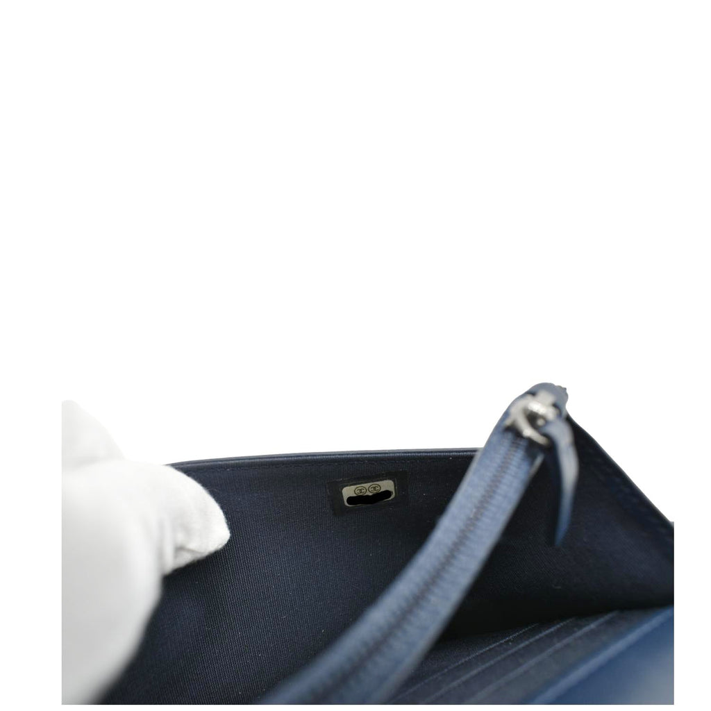 Chanel Coco Boy Quilted Calfskin Leather Wallet On Chain Crossbody Bag Navy Blue