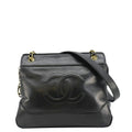Chanel  CC Lambskin Leather Chain Shopping Tote Bag Black