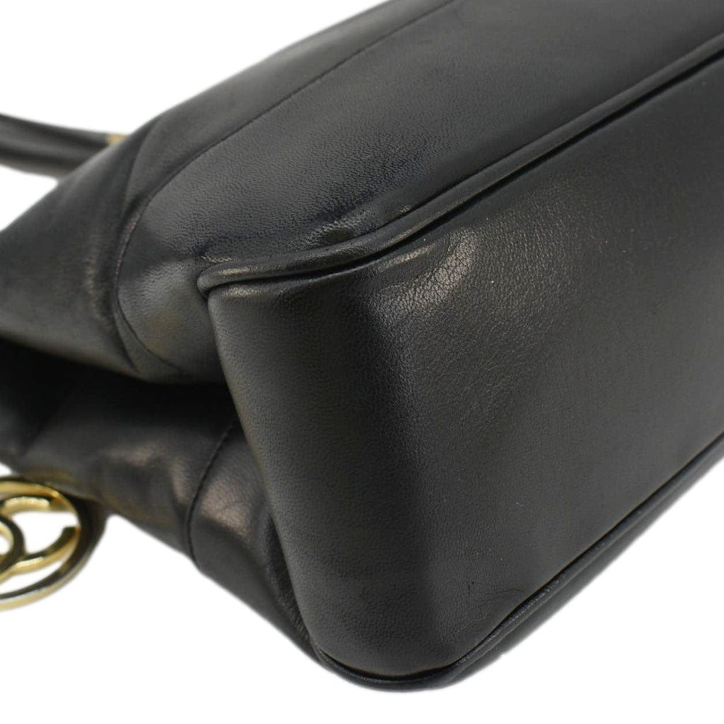 Chanel  CC Lambskin Leather Chain Shopping Tote Bag Black