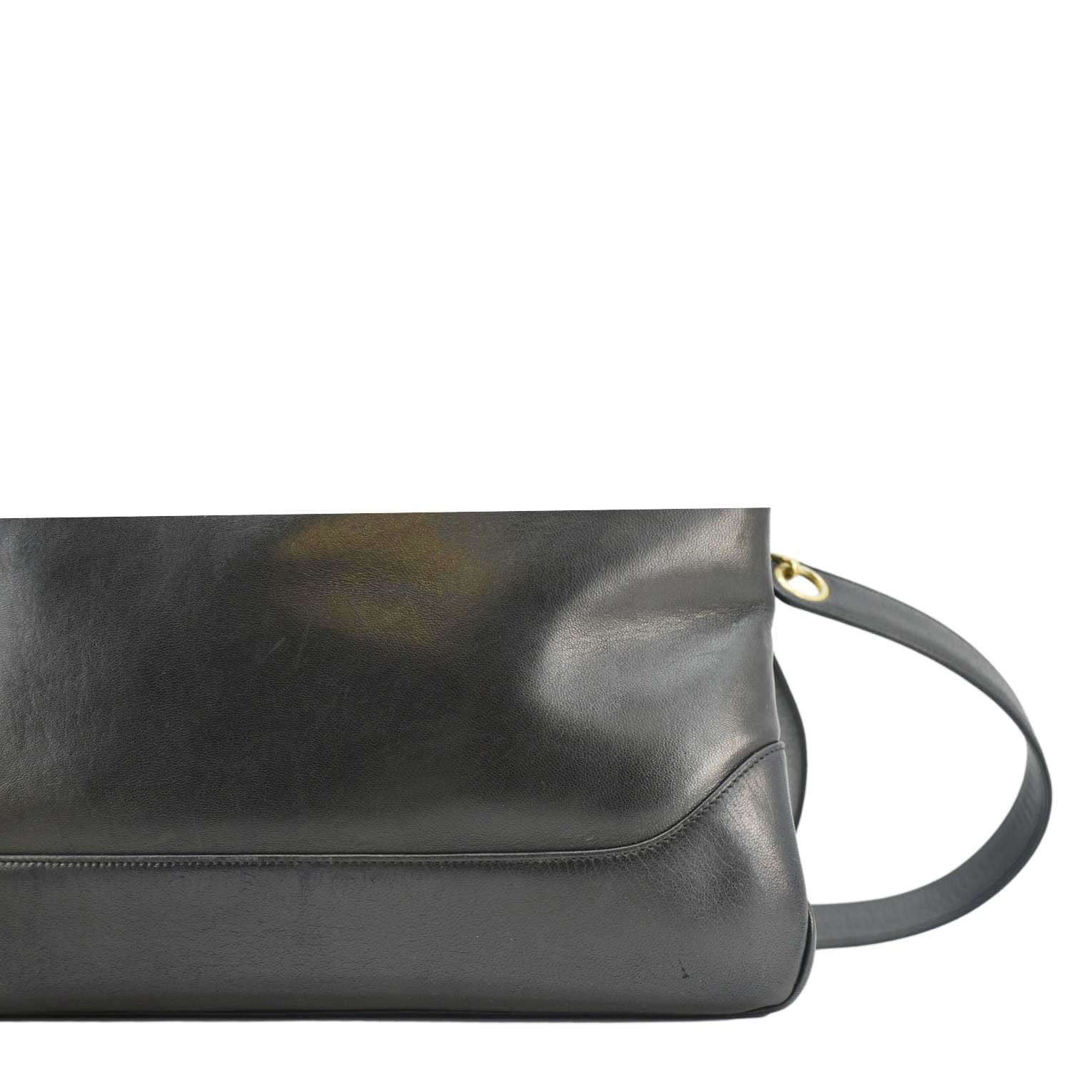 Chanel  CC Lambskin Leather Chain Shopping Tote Bag Black
