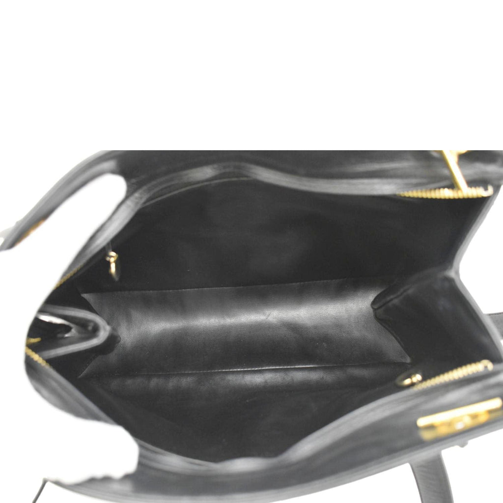Chanel  CC Lambskin Leather Chain Shopping Tote Bag Black