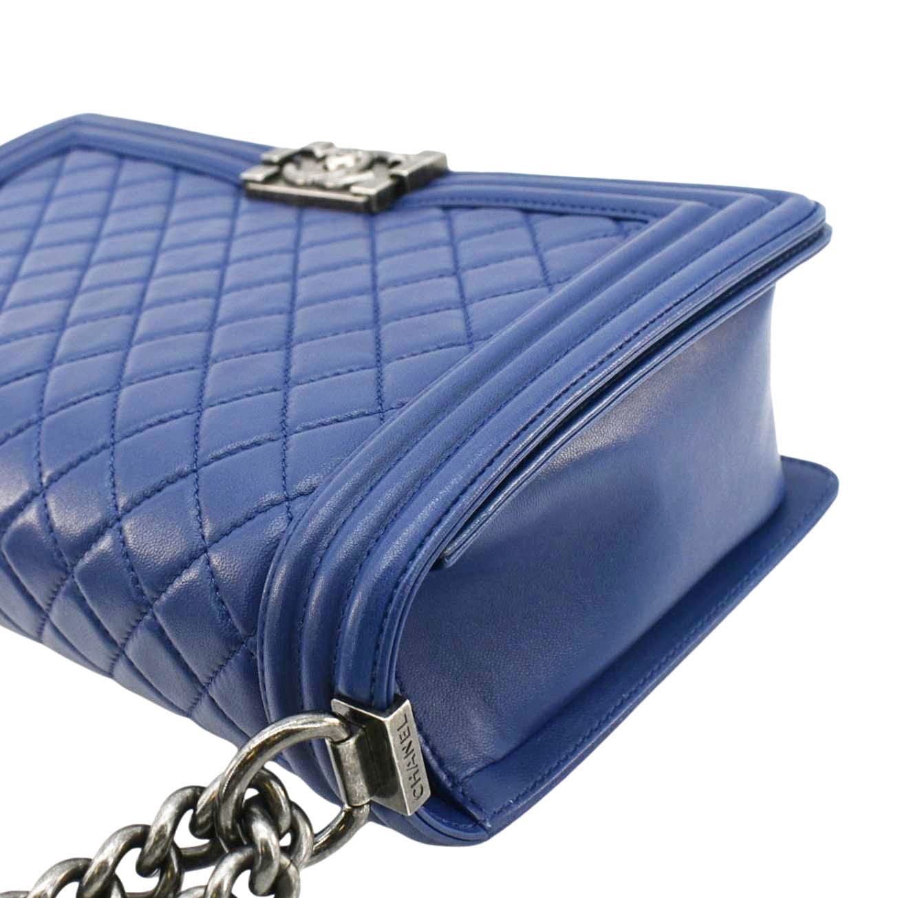 Chanel Boy Flap Calf Leather Crossbody Bag Blue
