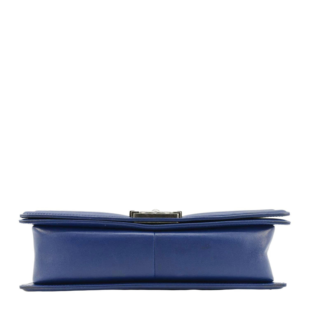 Chanel Boy Flap Calf Leather Crossbody Bag Blue