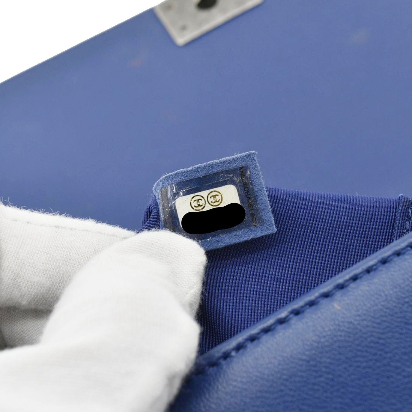 Chanel Boy Flap Calf Leather Crossbody Bag Blue