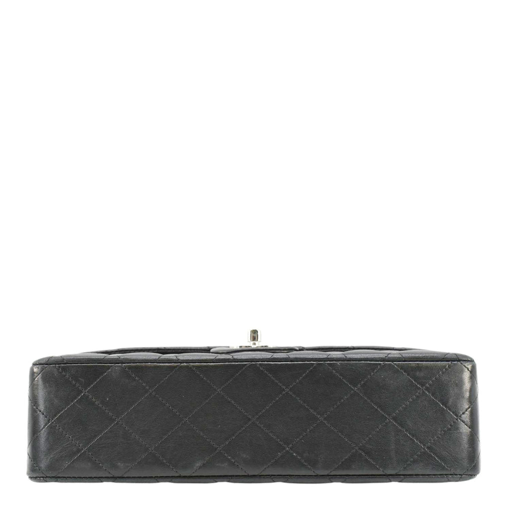 Chanel Medium Double Flap Lambskin Leather Shoulder Bag Black