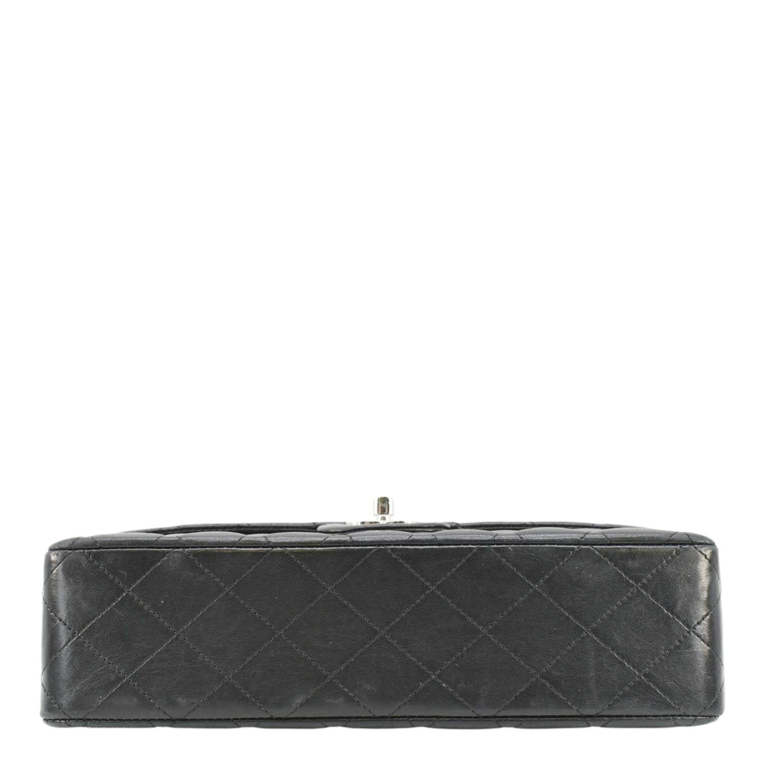 Chanel Medium Double Flap Lambskin Leather Shoulder Bag Black