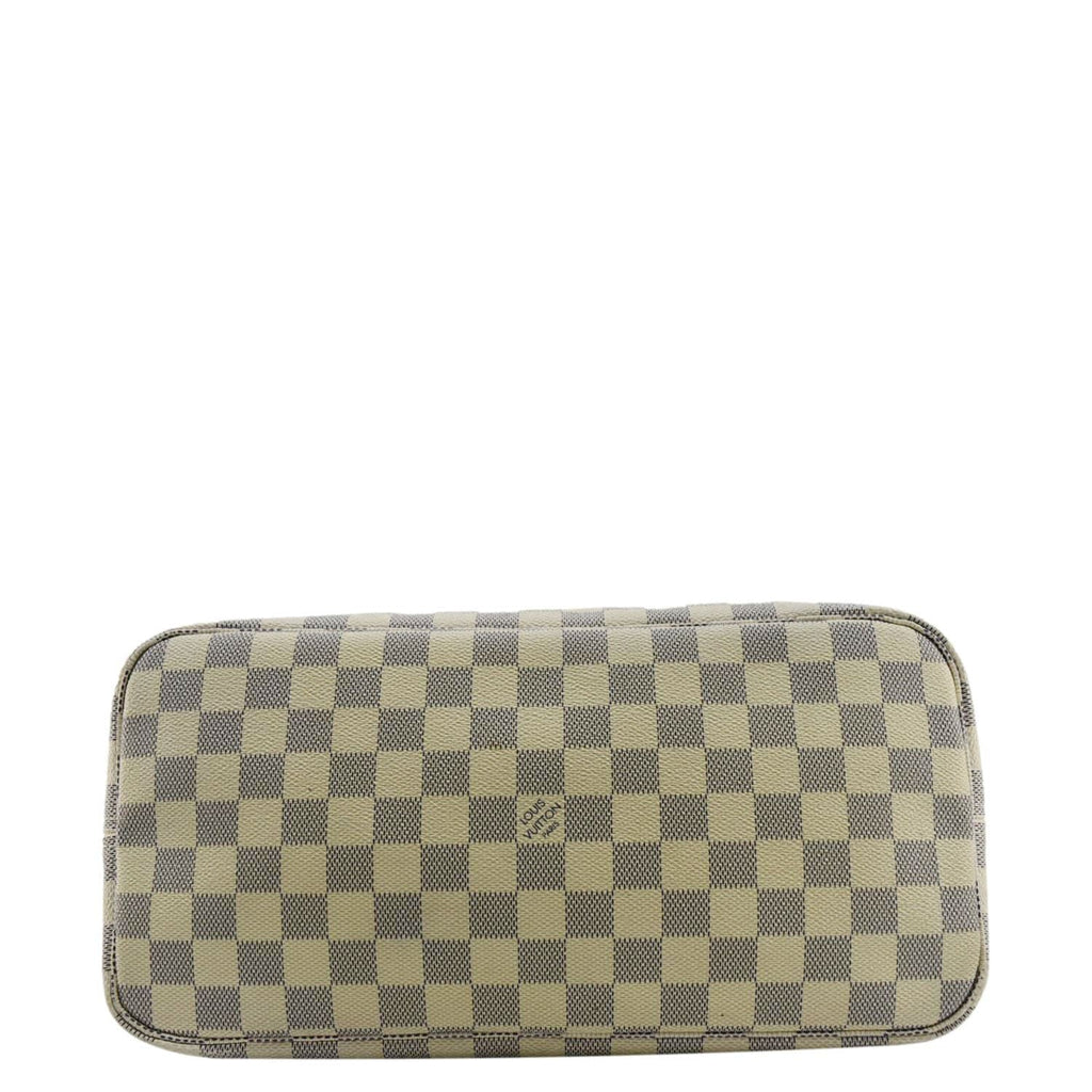 LOUIS VUITTON Neverfull MM Damier Azur Tote Bag White
