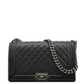 Chanel Boy Flap Medium Quilted Leather Shoulder Bag Black