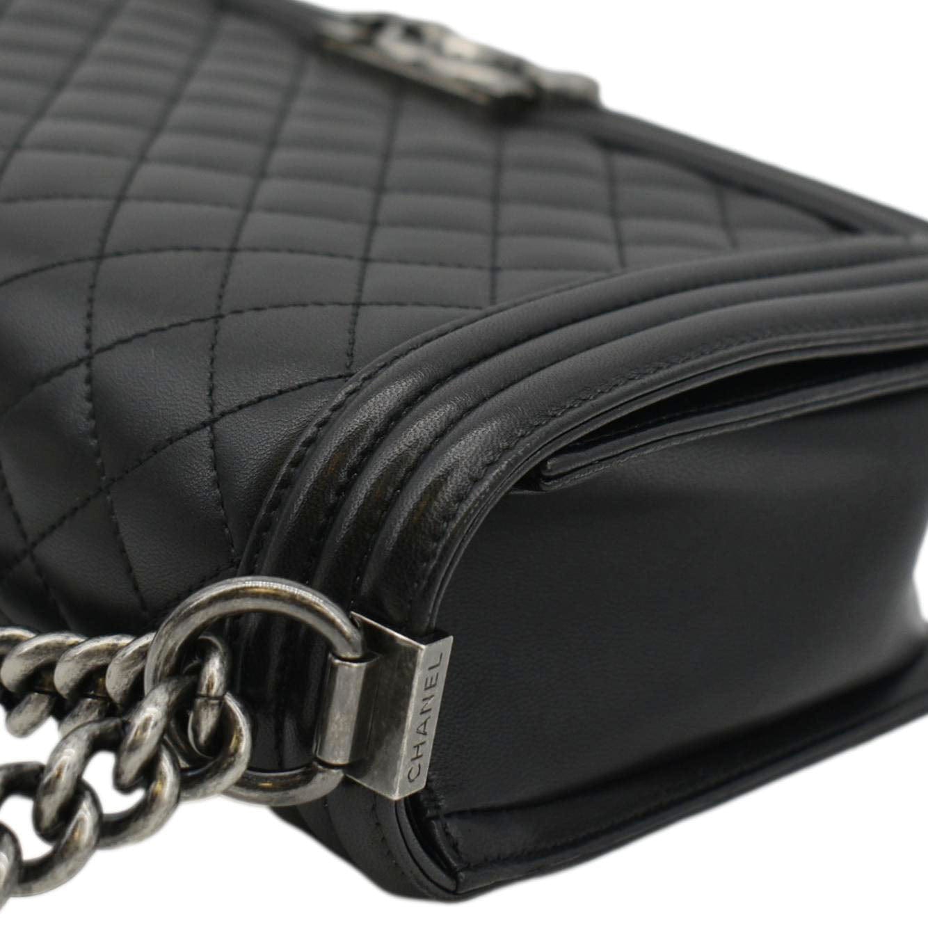 Chanel Boy Flap Medium Quilted Leather Shoulder Bag Black