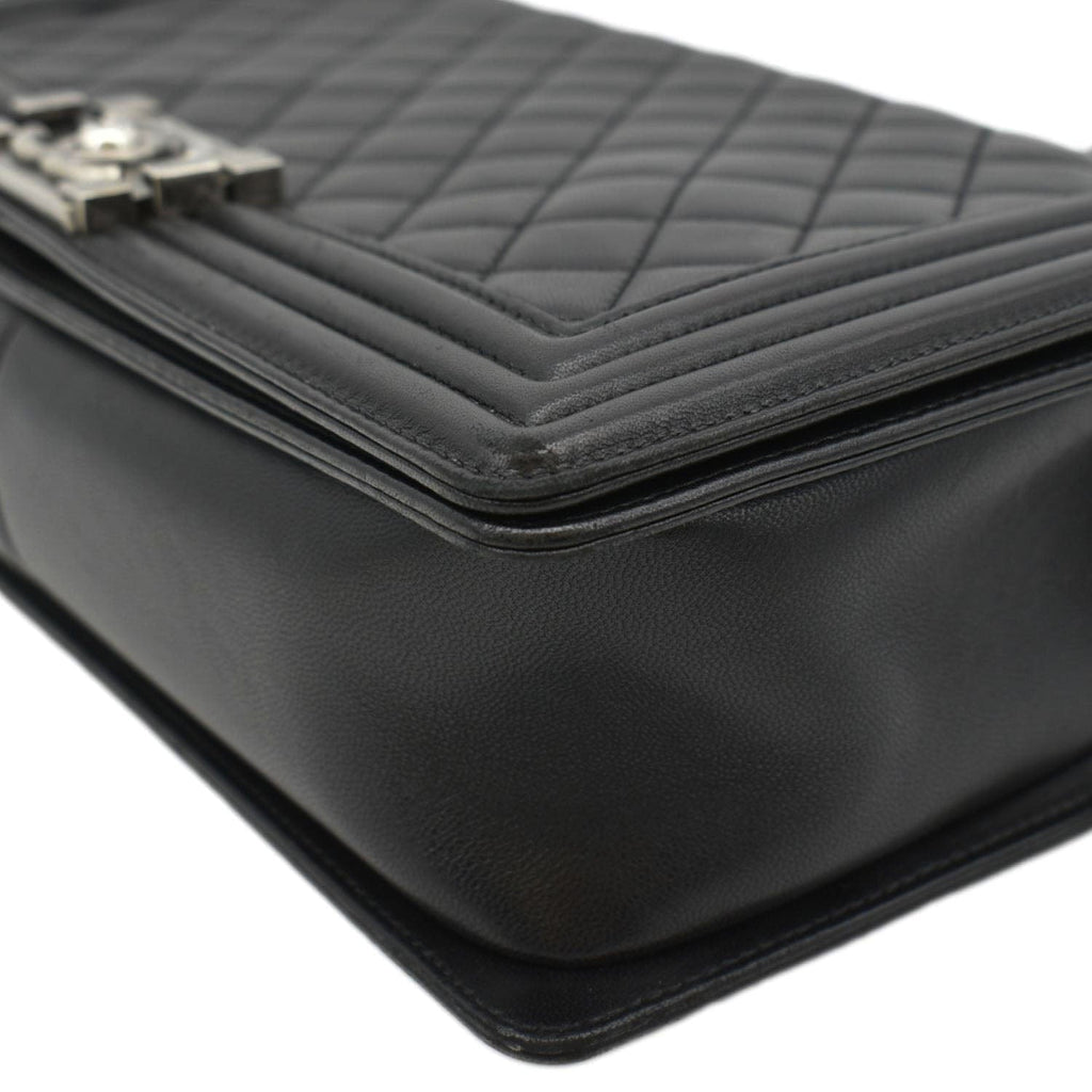 Chanel Boy Flap Medium Quilted Leather Shoulder Bag Black