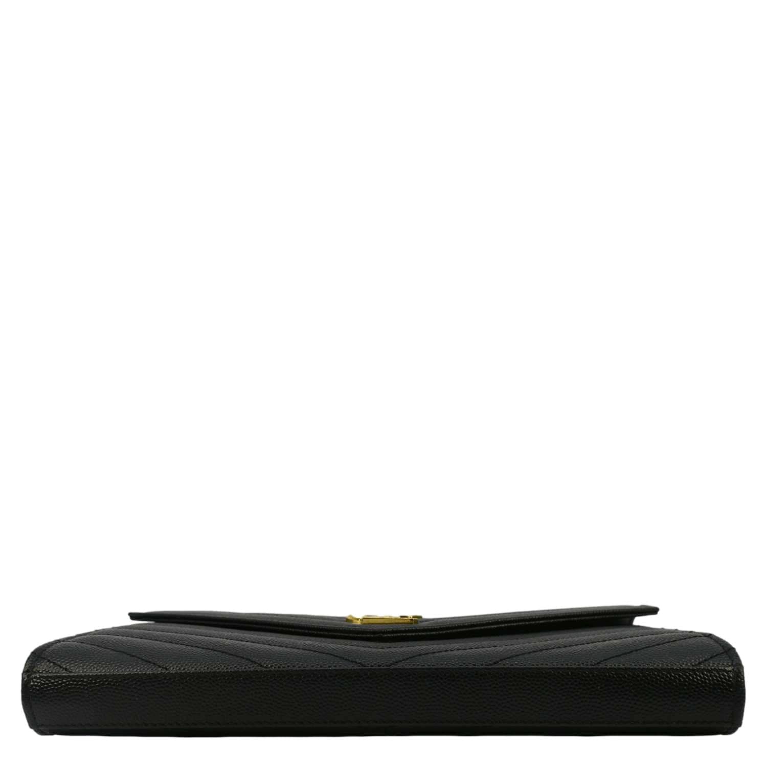 YVES SAINT LAURENT Cassandre Leather Wallet On Chain Crossbody Bag Black