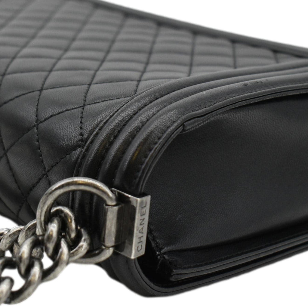 Chanel Boy Flap Medium Quilted Leather Shoulder Bag Black