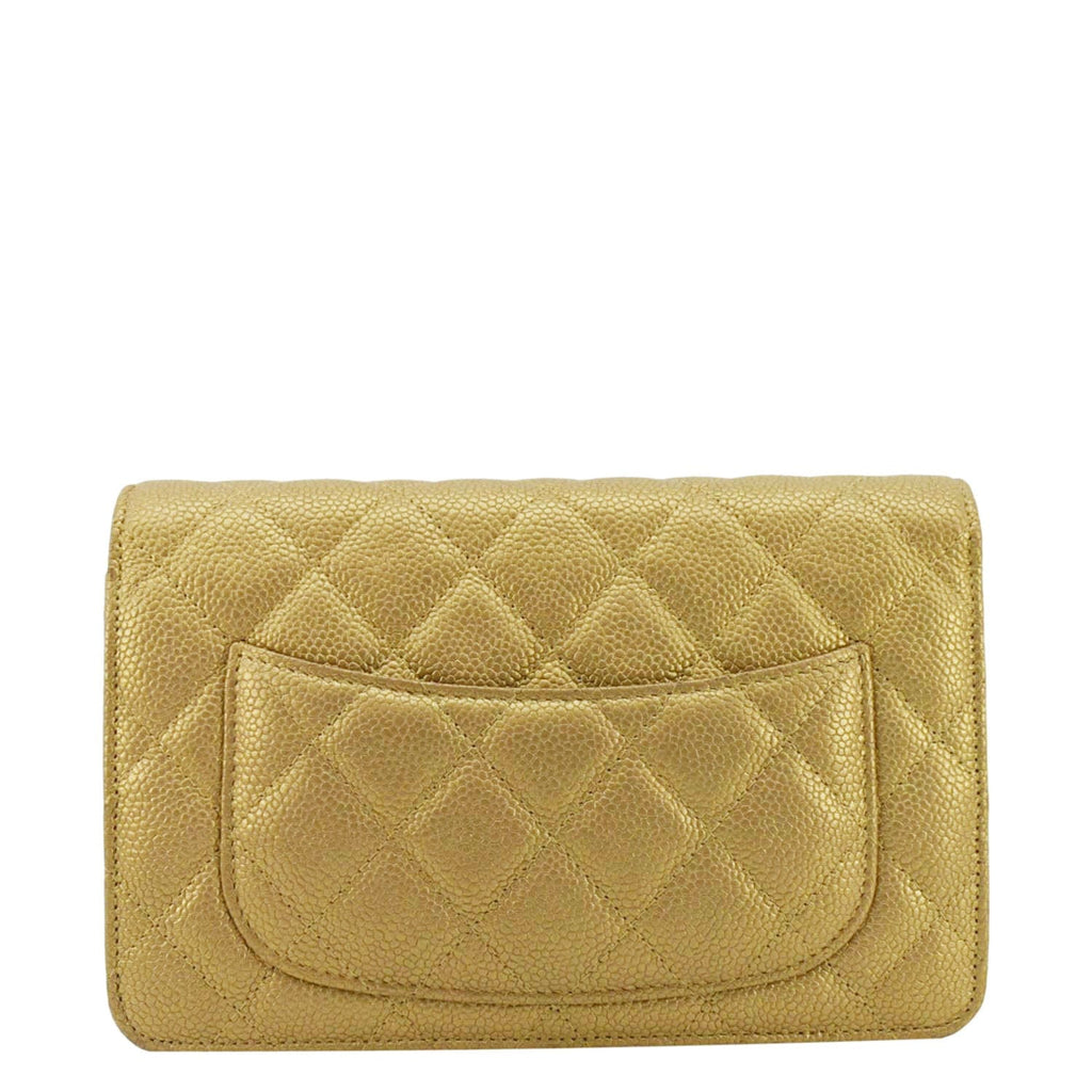 Chanel WOC Quilted Caviar Leather Crossbody Bag Beige