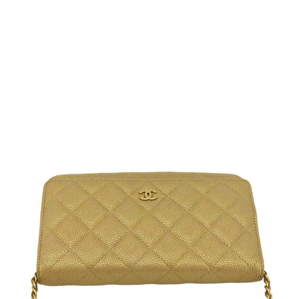 Chanel WOC Quilted Caviar Leather Crossbody Bag Beige