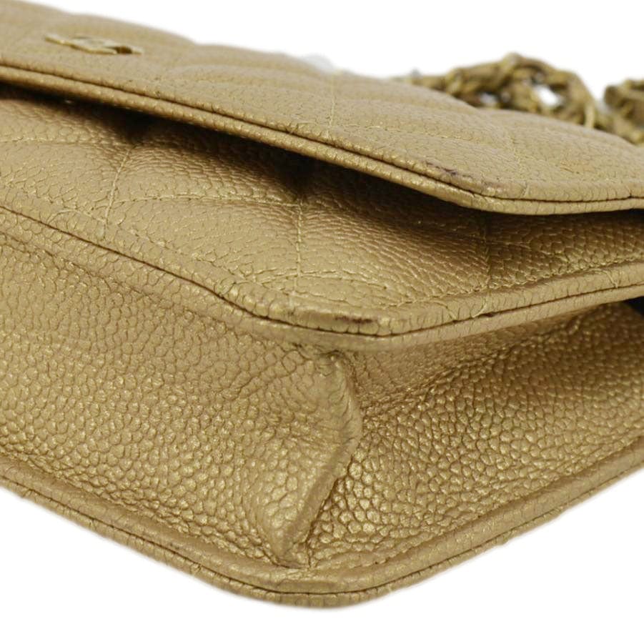 Chanel WOC Quilted Caviar Leather Crossbody Bag Beige