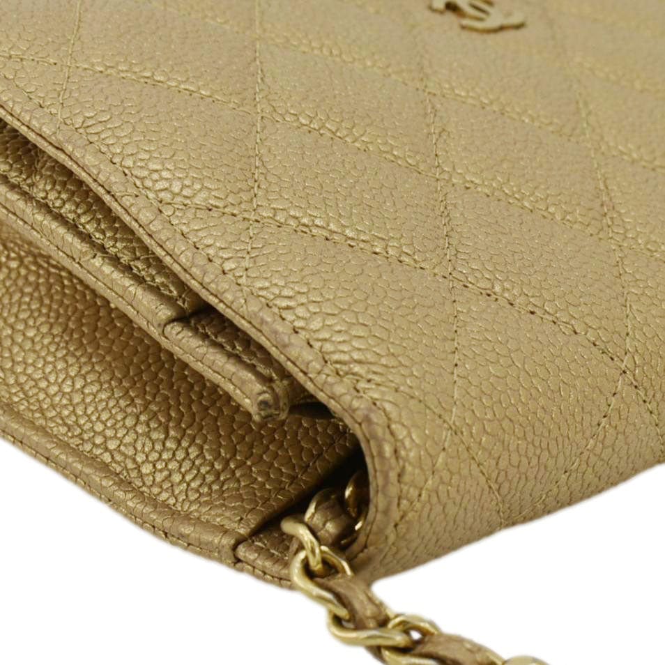 Chanel WOC Quilted Caviar Leather Crossbody Bag Beige