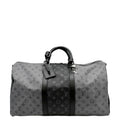 LOUIS VUITTON Keepall 50 Bandouliere Monogram Eclipse Travel Bag Black