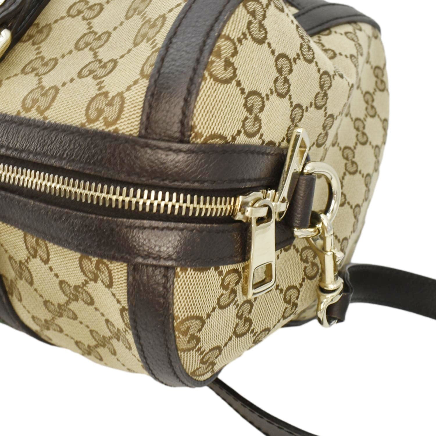 GUCCI Webby Bee Gucci Canvas Boston Bag Beige 406868