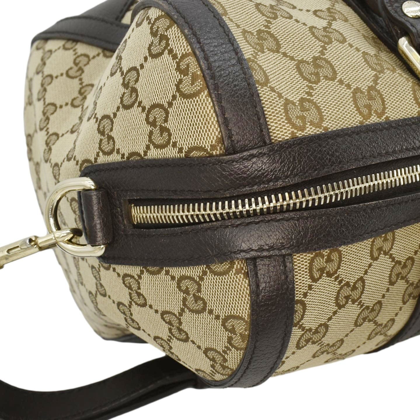 GUCCI Webby Bee Gucci Canvas Boston Bag Beige 406868