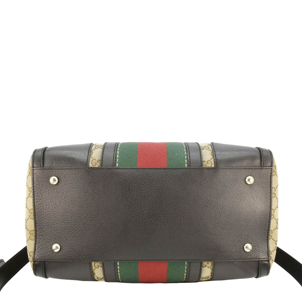 GUCCI Webby Bee Gucci Canvas Boston Bag Beige 406868