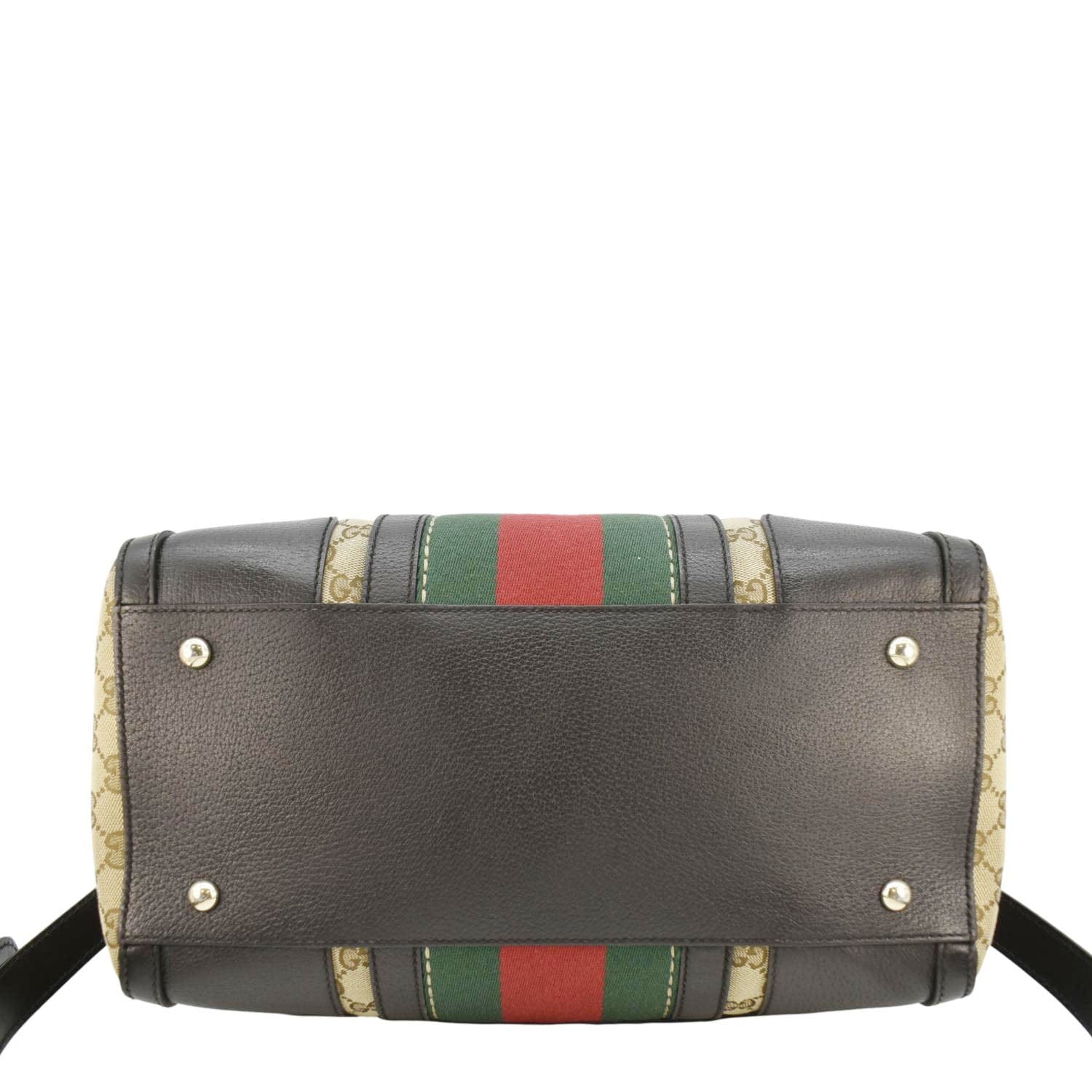 GUCCI Webby Bee Gucci Canvas Boston Bag Beige 406868