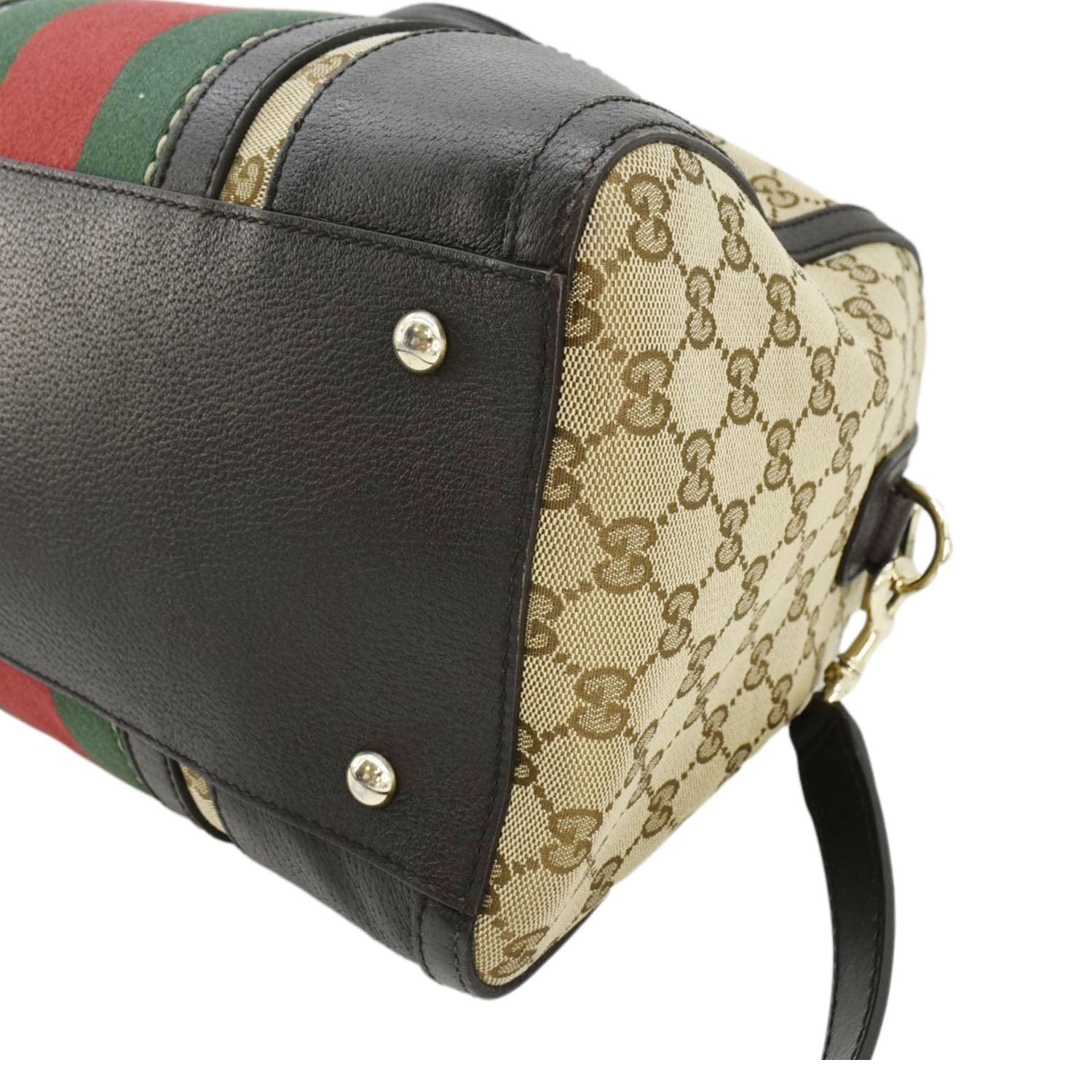 GUCCI Webby Bee Gucci Canvas Boston Bag Beige 406868