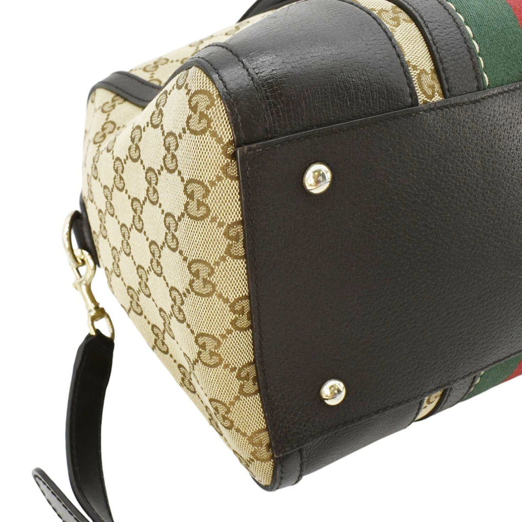 GUCCI Webby Bee Gucci Canvas Boston Bag Beige 406868