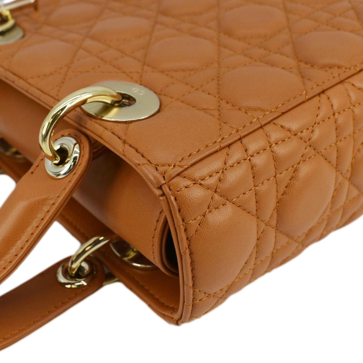 CHRISTIAN DIOR My ABCDior Small Cannage Leather Shoulder Bag Orange