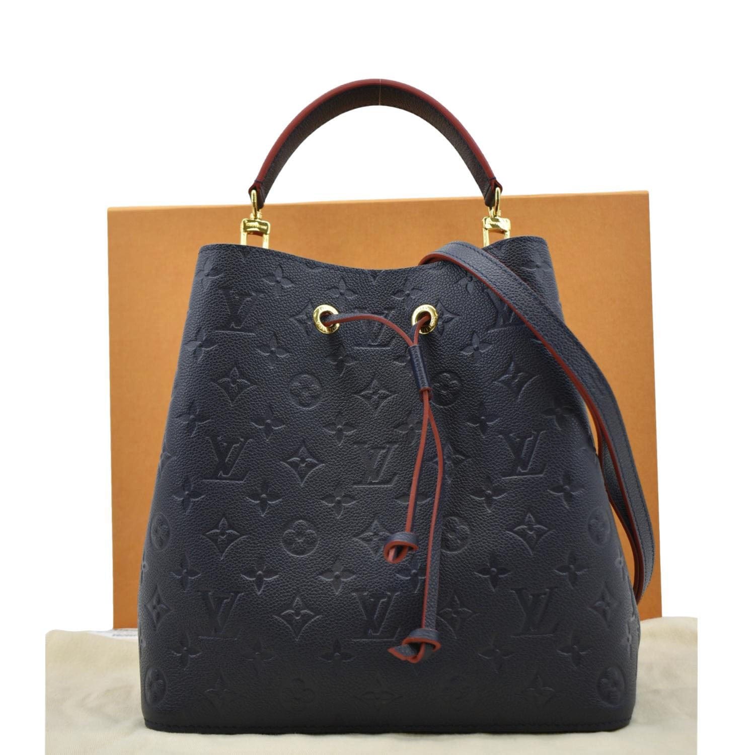 LOUIS VUITTON NeoNoe Monogram Empreinte Leather Shoulder Bag Navy Blue