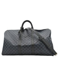 LOUIS VUITTON Keepall 55 Bandouliere Damier Cobalt Travel Bag Black
