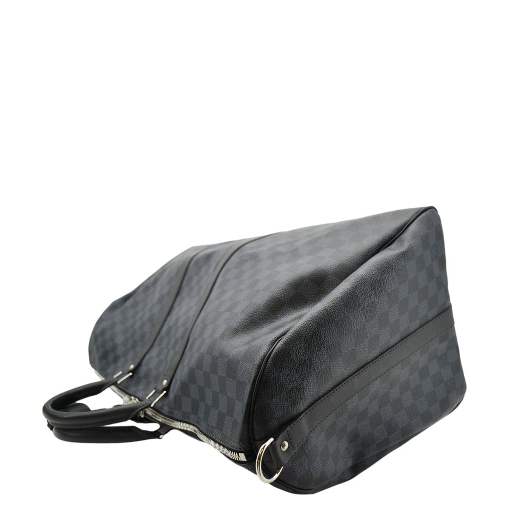 LOUIS VUITTON Keepall 55 Bandouliere Damier Cobalt Travel Bag Black