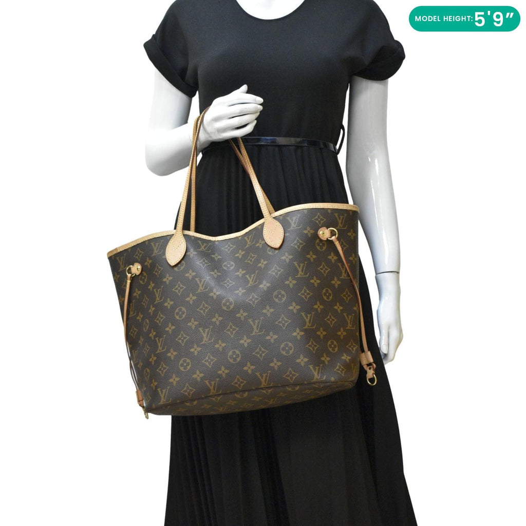 LOUIS VUITTON Neverfull MM Monogram Canvas Tote Bag Brown
