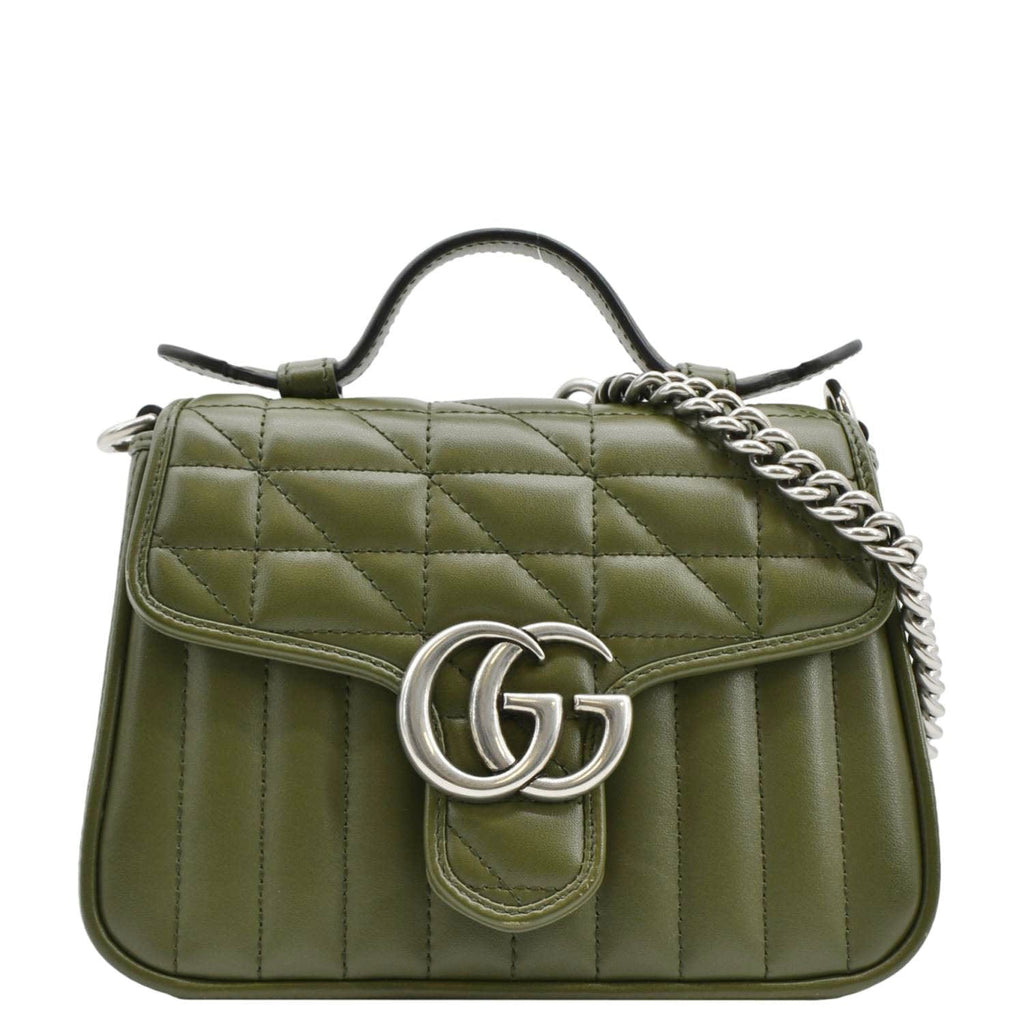 GUCCI Gucci Marmont Mini Top Handle Crossbody Bag Olive 583571