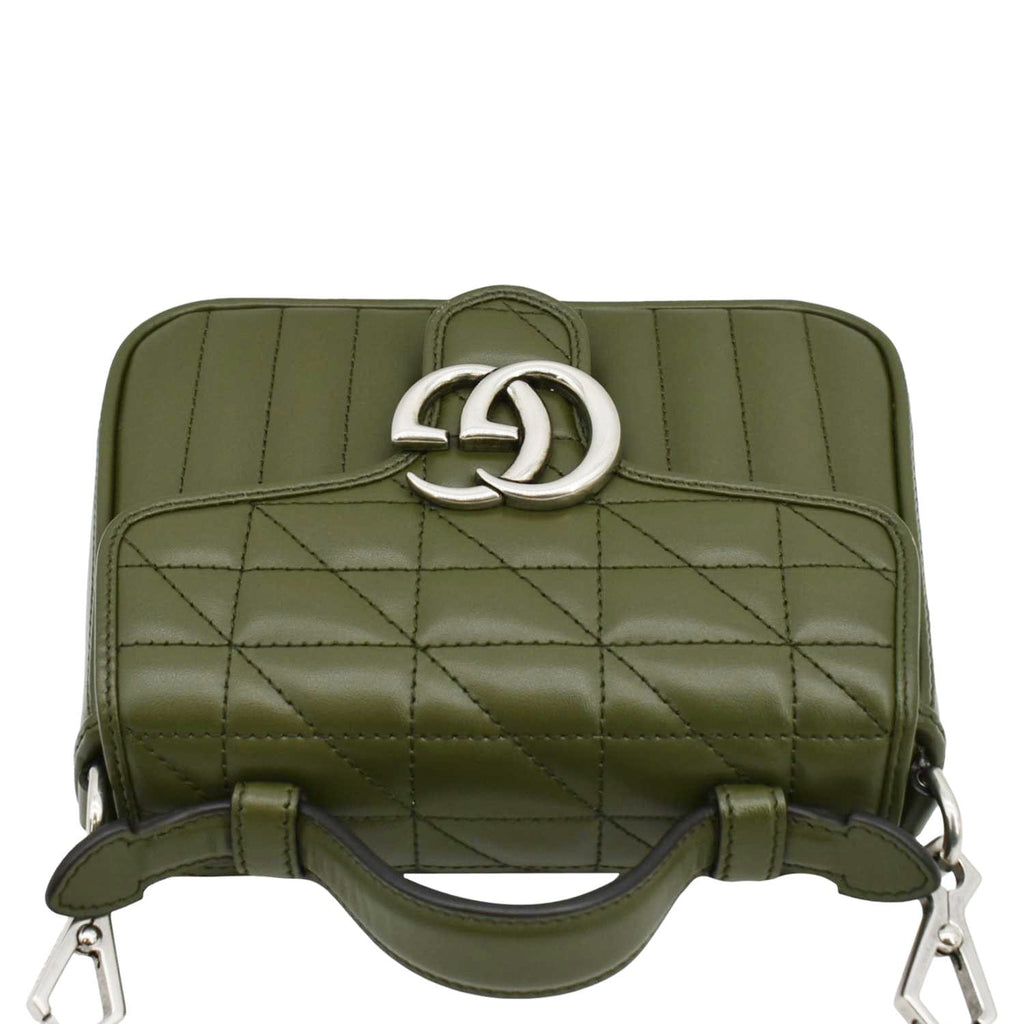 GUCCI Gucci Marmont Mini Top Handle Crossbody Bag Olive 583571