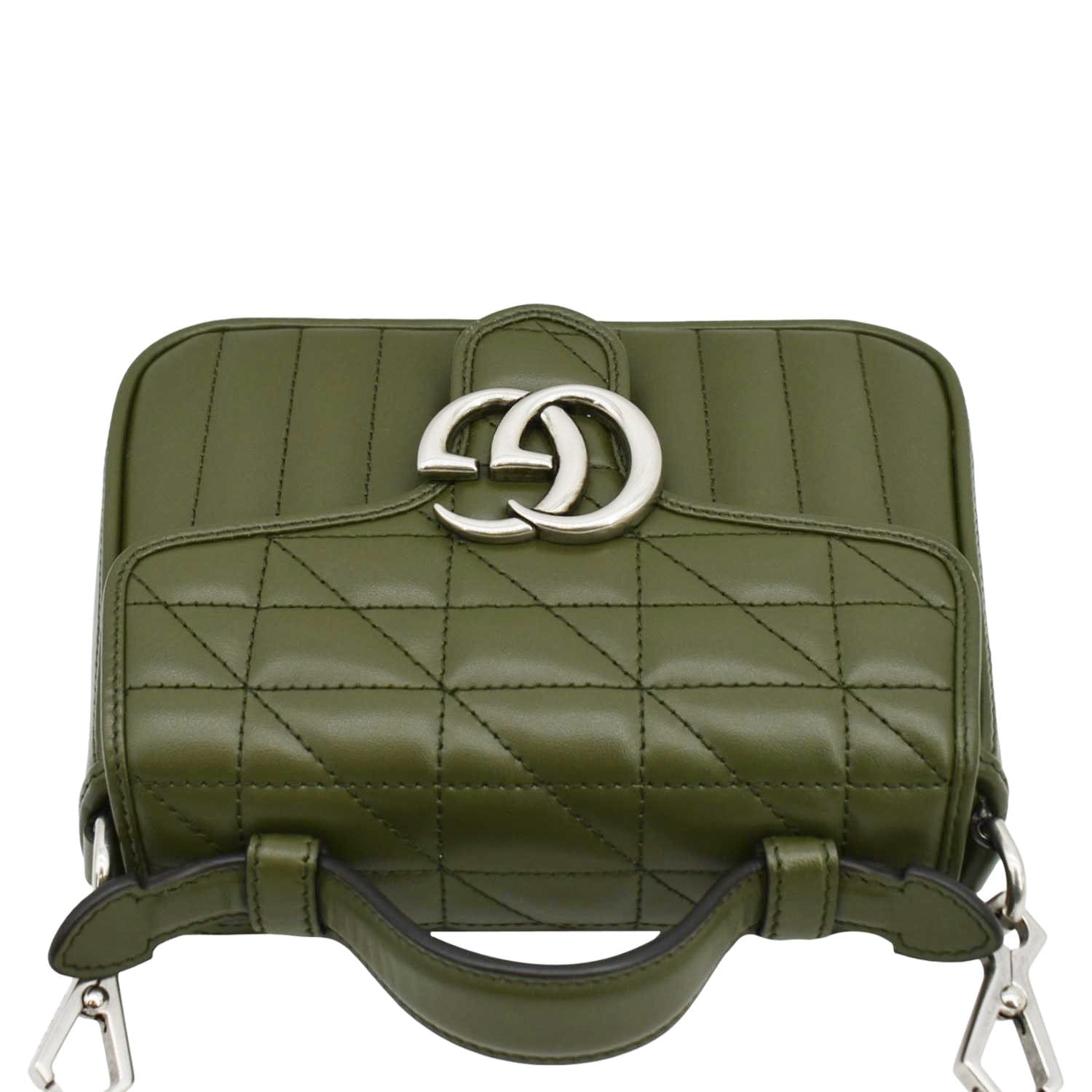 GUCCI Gucci Marmont Mini Top Handle Crossbody Bag Olive 583571
