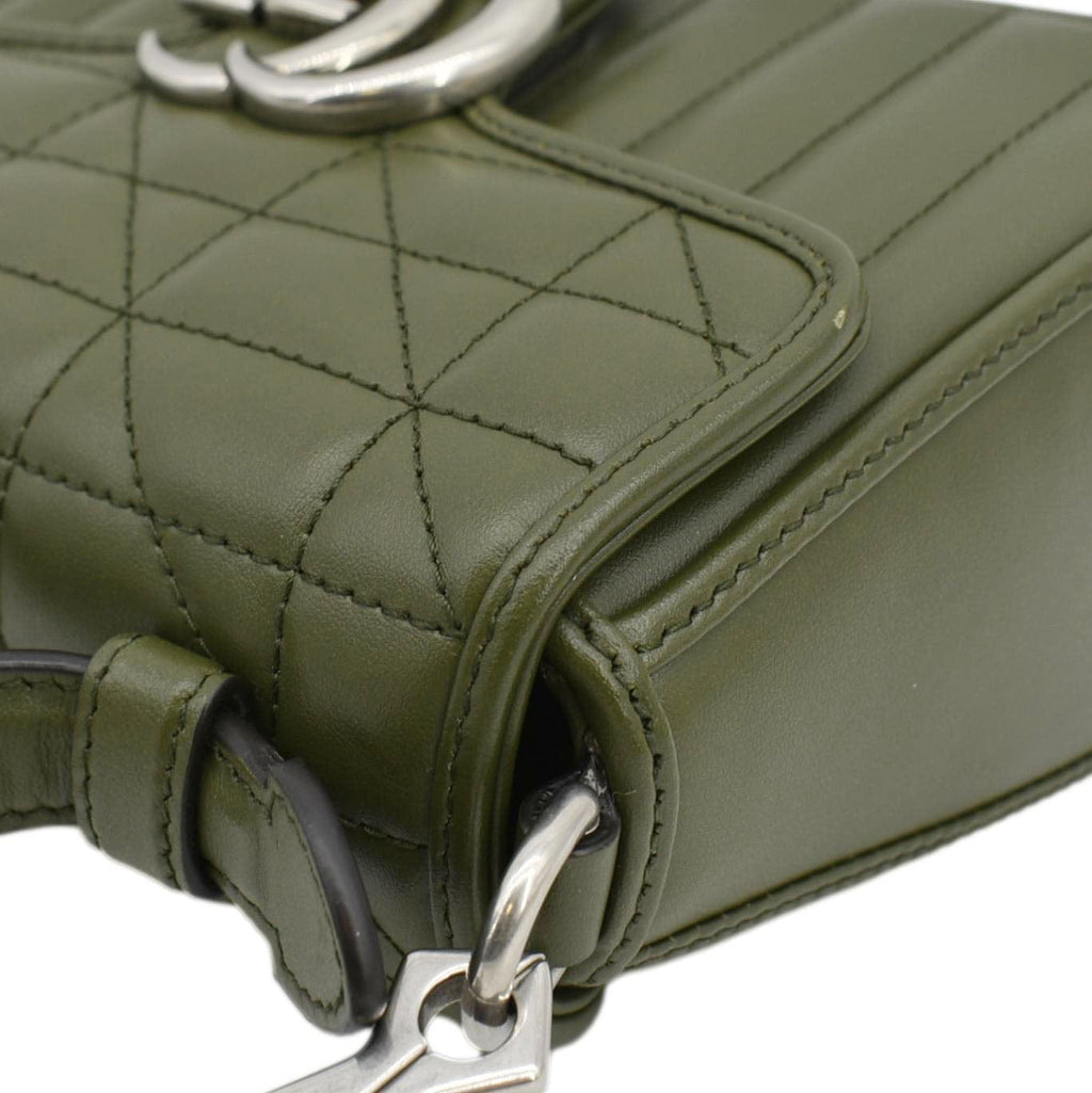GUCCI Gucci Marmont Mini Top Handle Crossbody Bag Olive 583571