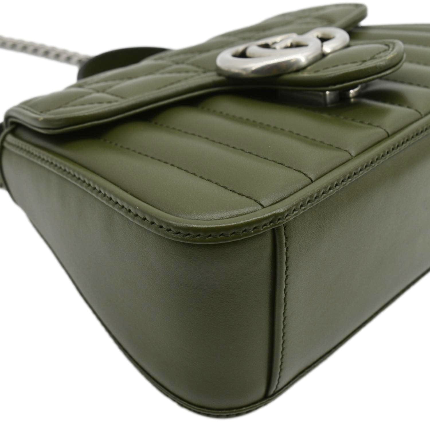 GUCCI Gucci Marmont Mini Top Handle Crossbody Bag Olive 583571