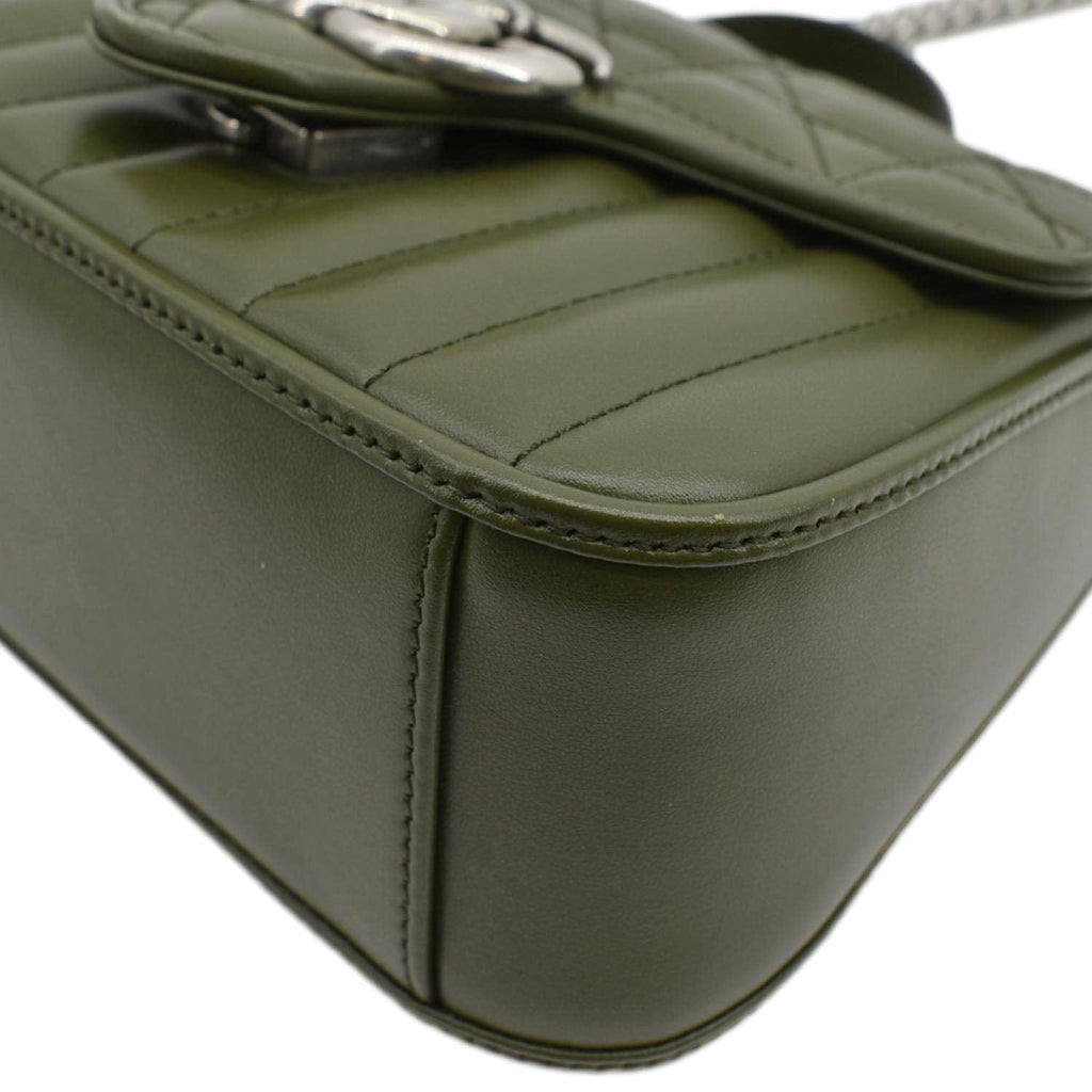 GUCCI Gucci Marmont Mini Top Handle Crossbody Bag Olive 583571