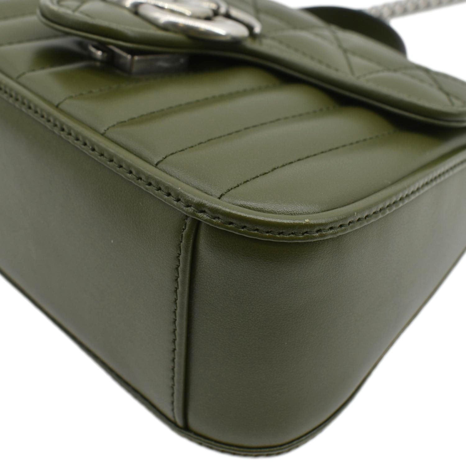 GUCCI Gucci Marmont Mini Top Handle Crossbody Bag Olive 583571