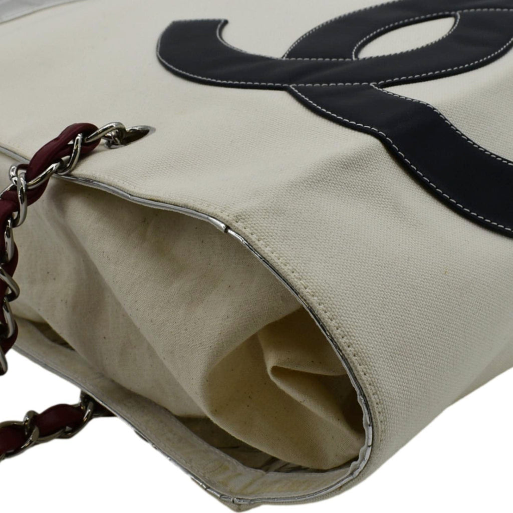 Chanel Foil No.5 Canvas Chain Shopping Tote Bag White