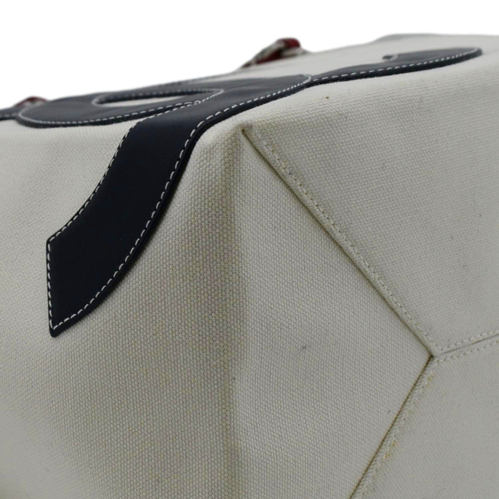 Chanel Foil No.5 Canvas Chain Shopping Tote Bag White