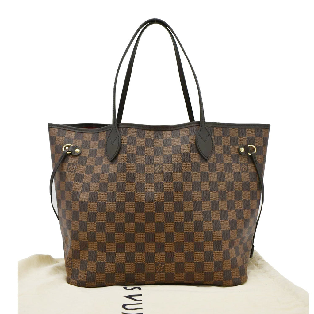 LOUIS VUITTON Neverfull MM Damier Ebene Tote Bag Brown