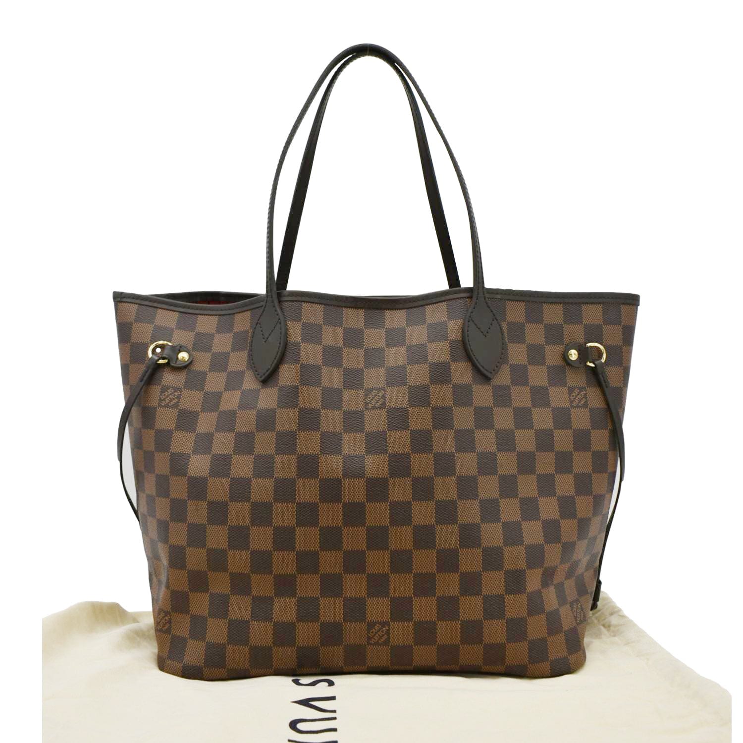 LOUIS VUITTON Neverfull MM Damier Ebene Tote Bag Brown