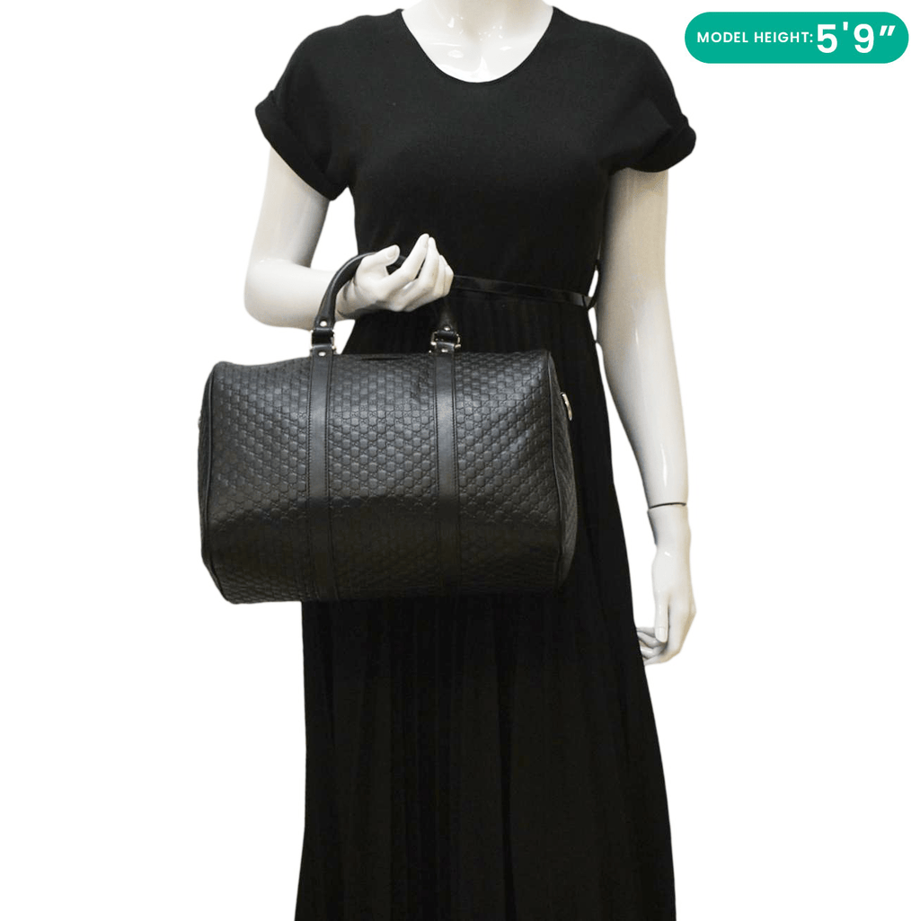 GUCCI  Gucci Microguccissima Boston Travel Bag Black 449646