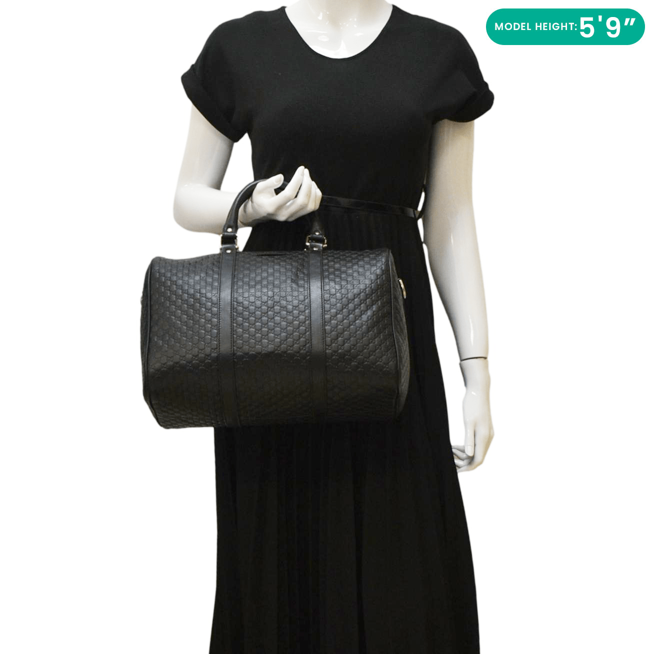 GUCCI  Gucci Microguccissima Boston Travel Bag Black 449646