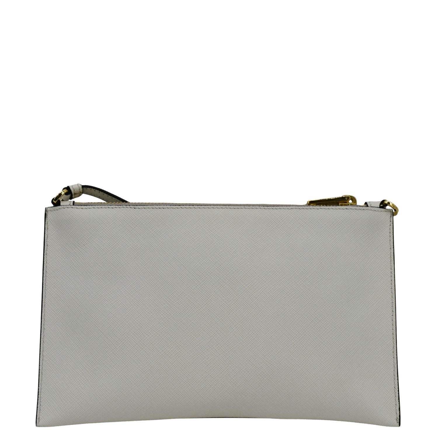 PRADA Vitello Phenix Mini Saffiano Leather Shoulder Bag White