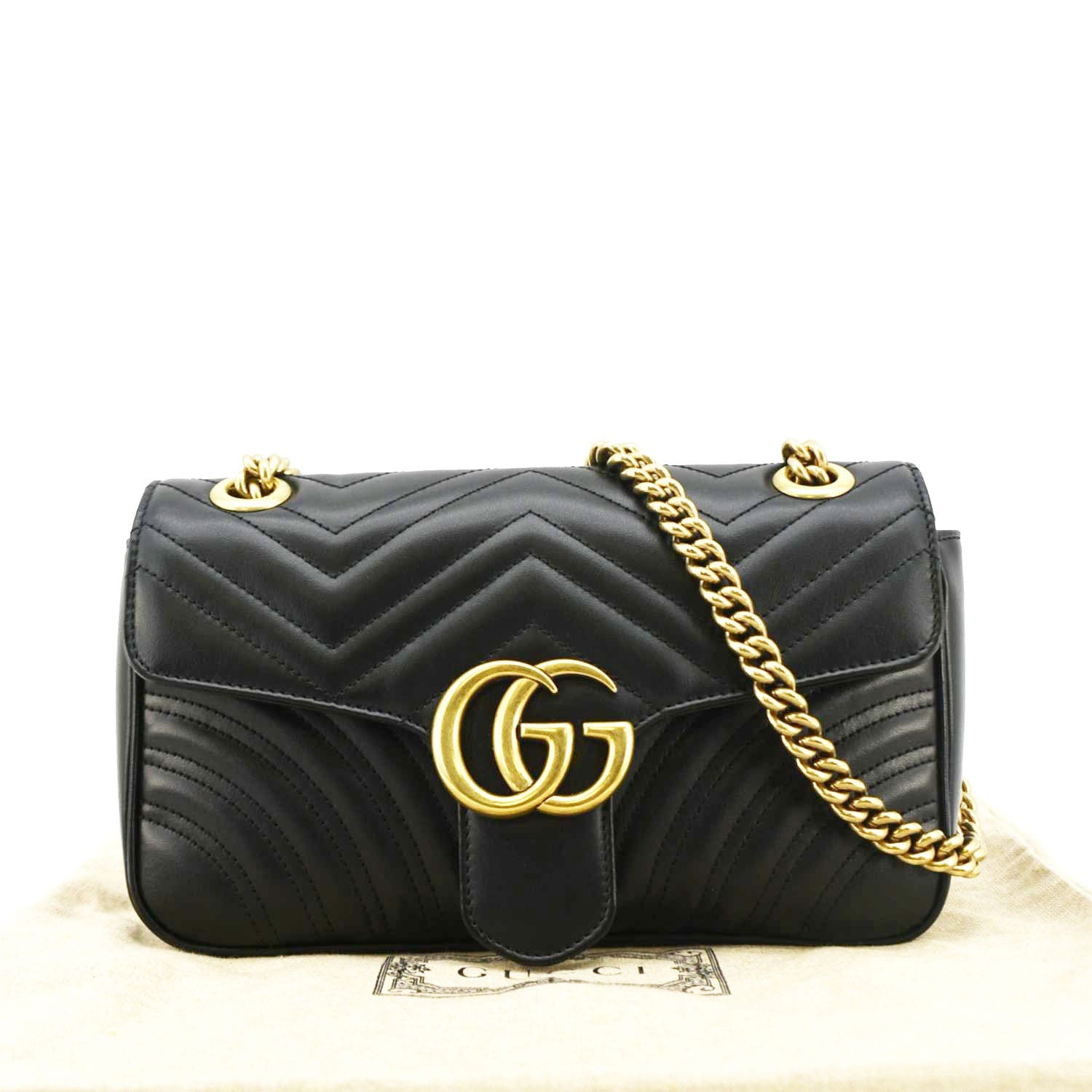 GUCCI Gucci Marmont Small Matelasse Leather Crossbody Bag Black 443497